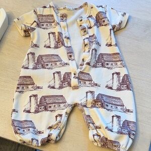 Kate Quinn Cream and Brown Farmhouse Print Romper